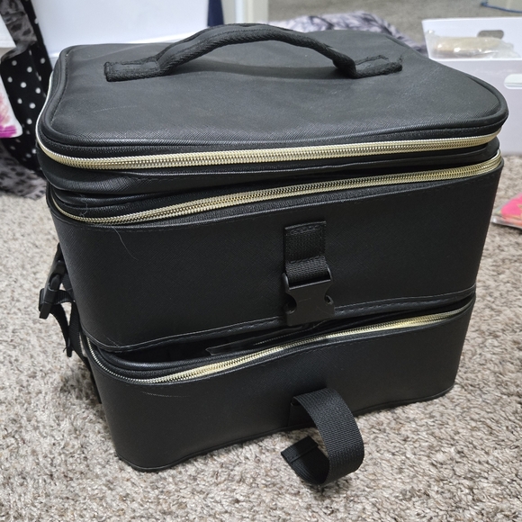 Other - 45 bottle nail polish travel holder - Black Makeup Organizer w/ Gold Accents